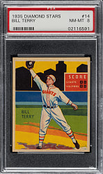 1934-1936 R327 Diamond Stars #14 Bill Terry (1935 Green Back) PSA NM-MT 8