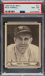 1940 R335 Play Ball #21 Rick Ferrell PSA NM-MT 8 - Highest Graded!