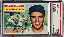 1956 Topps #128 Eddie Yost Gray Back PSA MINT 9