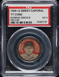 1909-1912 PX7 Sweet Caporal Domino Discs Ty Cobb (D on Cap - Red) PSA EX 5