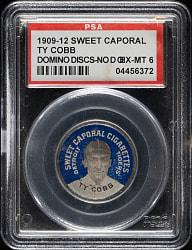 1909-1912 PX7 Sweet Caporal Domino Discs Ty Cobb (No D on Cap - Blue) PSA EX-MT 6