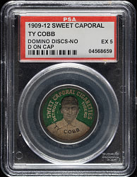 1909-1912 PX7 Sweet Caporal Domino Discs Ty Cobb (No D on Cap - Green) PSA EX 5