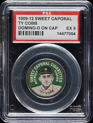 1909-1912 PX7 Sweet Caporal Domino Discs Ty Cobb (D on Cap - Green) PSA EX 5