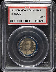 1911 Diamond Gum Pin Ty Cobb PSA NM 7