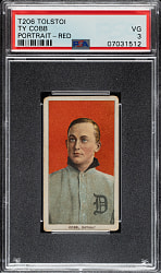 1909-1911 T206 White Border Ty Cobb Portrait Red Background PSA VG 3 - Tolstoi Back
