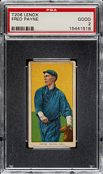 1909-1911 T206 White Border Fred Payne PSA GOOD 2 - Black Lenox Back