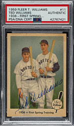 Signed 1959 Fleer Ted Williams #11 "First Spring Training" - PSA/DNA