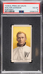 1909-1911 T206 White Border Walter Johnson Portrait PSA VG-EX 4 - El Principe De Gales Back