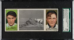 1912 T202 Hassan Triple Folder "Devlin Gets His Man" Christy Mathewson/Fletcher SGC VG/EX 50