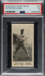 1916 M101-4 Sporting News #97 Napoleon Lajoie PSA VG 3 - Advertising Back