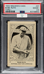 1922 V61 Neilson's Chocolate (Type 1) #37 Babe Ruth PSA GOOD+ 2.5 (MBA Silver Diamond)