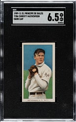 1909-1911 T206 White Border Christy Mathewson Dark Cap SGC EX/NM+ 6.5 - El Principe De Gales Back - 1 of 1 - Highest Graded!