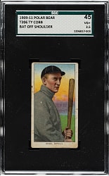 1909-1911 T206 White Border Ty Cobb Bat Off Shoulder SGC VG+ 45 - Polar Bear Back