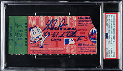 1969 New York Mets (vs. Baltimore Orioles) World Series Game 3 Ticket Stub Signed by Nolan Ryan PSA/DNA GEM MINT 10 - Nolan Ryan Save
