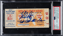 1972 All-Star Game Ticket Stub Signed by Nolan Ryan PSA/DNA GEM MINT 10 - Nolan Ryan First All-Star Game