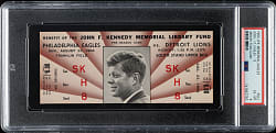August 23, 1964 Philadelphia Eagles (vs. Detroit Lions) Full Ticket PSA EX-MT 6 - John F. Kennedy Memorial Fund Game