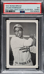 Circa 1947 Bond Bread Jackie Robinson Batting, White Sleeves PSA EX 5 (MK)