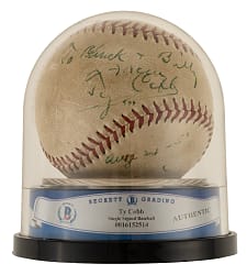 Ty Cobb Single-Signed Baseball - Beckett