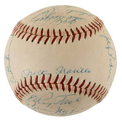 Circa 1960s Hall of Fame and Stars Multi-Signed Baseball with Mantle, Aaron, Mays, and Hodges - JSA