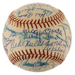 Hall of Fame and Stars Multi-Signed Baseball with Mantle, Williams, Seaver, and Aaron - JSA