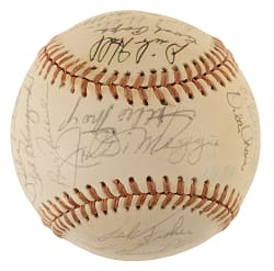 Circa 1970s Hall of Fame and Stars Multi-Signed Baseball with Joe DiMaggio and Willie Mays on Sweet Spot - JSA