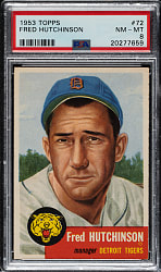 1953 Topps #72 Fred Hutchinson Short Print PSA NM-MT 8