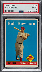 1958 Topps #415 Bob Bowman PSA MINT 9 - Highest Graded!