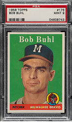 1958 Topps #176 Bob Buhl PSA MINT 9