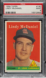 1958 Topps #180 Lindy McDaniel PSA MINT 9