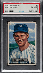 1951 Bowman #1 Whitey Ford Rookie PSA EX-MT 6