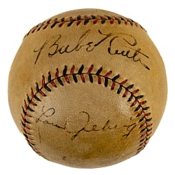 Babe Ruth and Lou Gehrig Dual-Signed Baseball - JSA