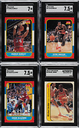 High-Grade 1986-1987 Fleer Basketball Near-Complete Set (131/132) Plus Complete Sticker Set (11)