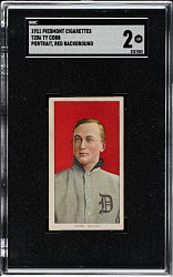 1909-1911 T206 White Border Ty Cobb Portrait Red Background SGC GOOD 2