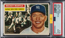 1956 Topps #135 Mickey Mantle Gray Back PSA GOOD 2 (MBA Gold Diamond)
