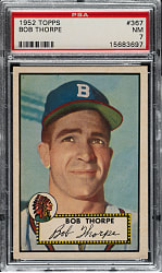 1952 Topps #367 Bob Thorpe High Number PSA NM 7