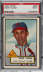 1952 Topps #386 Eddie Yuhas High Number PSA NM 7