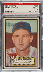1952 Topps #401 Bob Schultz High Number PSA NM+ 7.5