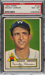 Lot # 1162: 1952 Topps #106 Mickey Vernon PSA NM-MT 8