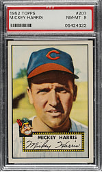 Lot # 1198: 1952 Topps #207 Mickey Harris PSA NM-MT 8