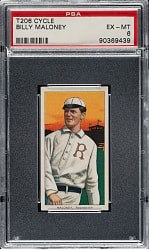 1909-1911 T206 White Border Billy Maloney PSA EX-MT 6 - Cycle 350 Back