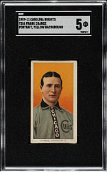 1909-1911 T206 White Border Frank Chance Portrait Yellow Background SGC EX 5 - Carolina Brights Back -  1 of 1 - Highest Graded!