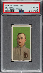 1909-1911 T206 White Border Ty Cobb Portrait Green Background PSA VG-EX 4