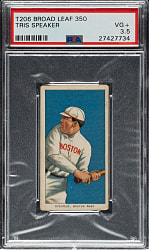 1909-1911 T206 White Border Tris Speaker Rookie PSA VG+ 3.5 - Broad Leaf 350 Back