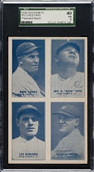 1929-1930 Exhibits 4-on-1 with Babe Ruth, Lou Gehrig, and Leo Durocher SGC VG 40