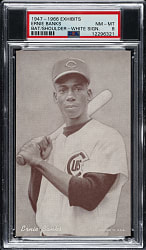 1947-1966 Exhibits Ernie Banks Bat on Shoulder White Signature PSA NM-MT 8