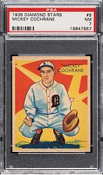 1934-1936 R327 Diamond Stars #9 Mickey Cochrane (1935 Green Back) PSA NM 7