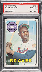 1969 Topps #100 Hank Aaron PSA NM-MT 8