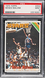 1975-1976 Topps Basketball #254 Moses Malone Rookie PSA MINT 9