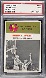 1961-1962 Fleer Basketball #66 Jerry West In Action PSA NM 7