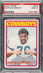 1972 Topps Football #316 Rayfield Wright Rookie PSA MINT 9